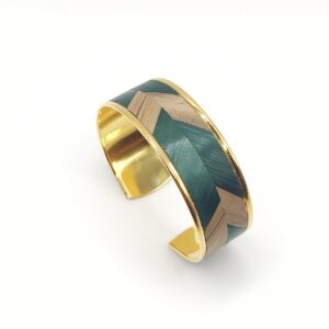 Bracelet doré à l'or fin et marqueterie de paille