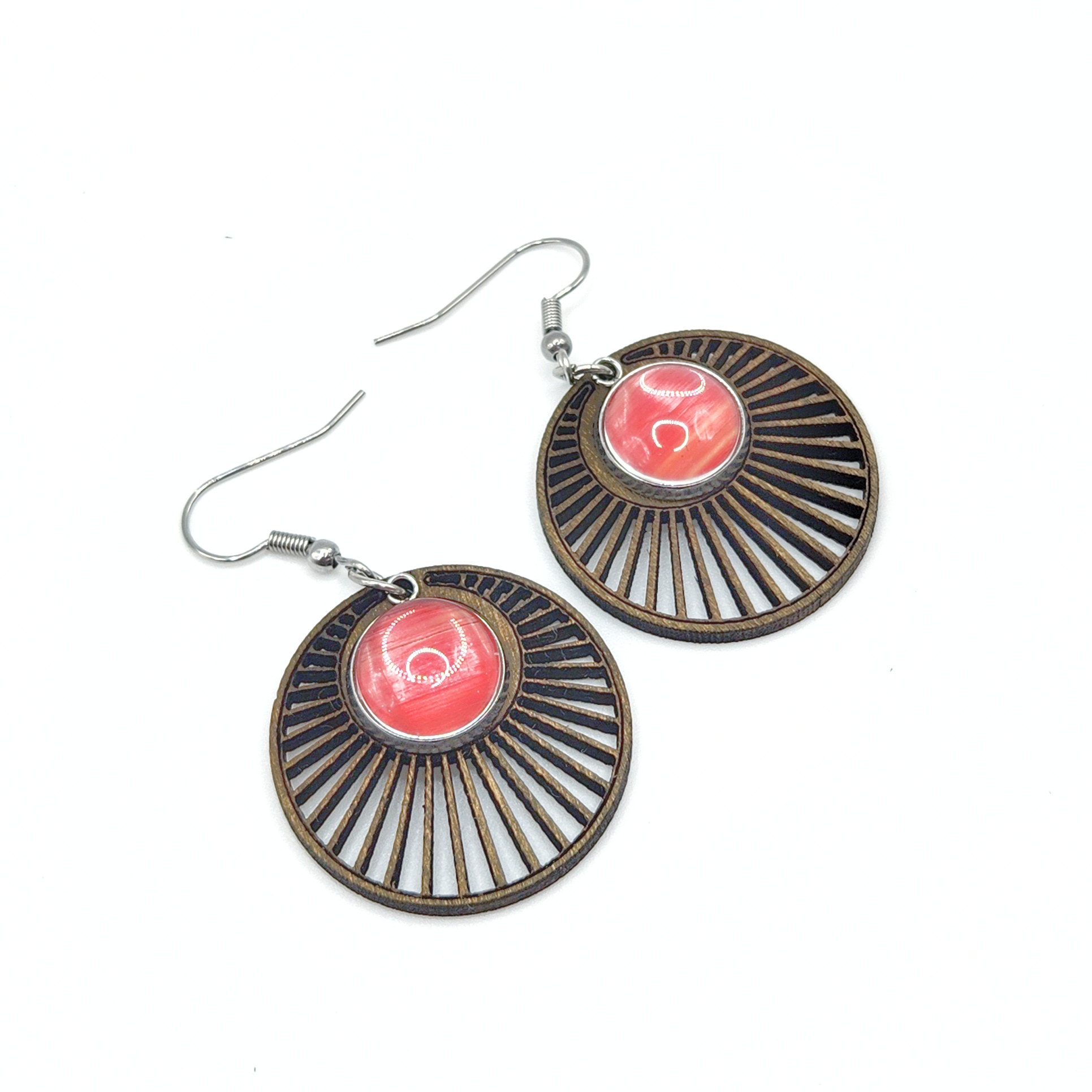 Boucles d'oreilles marqueterie de paille de seigle – Fait main France (Copie) – Image 7