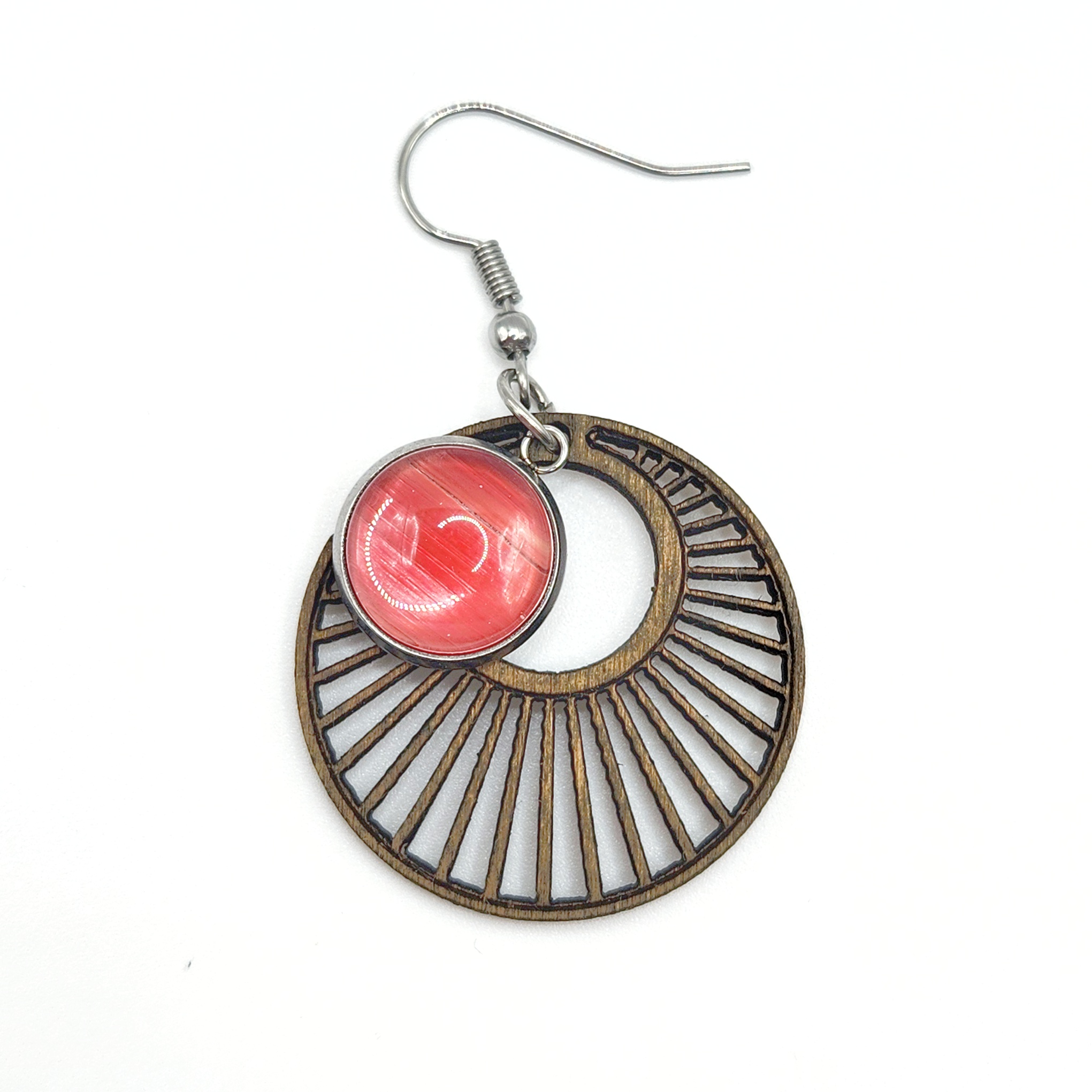 Boucles d'oreilles marqueterie de paille de seigle – Fait main France (Copie) – Image 3