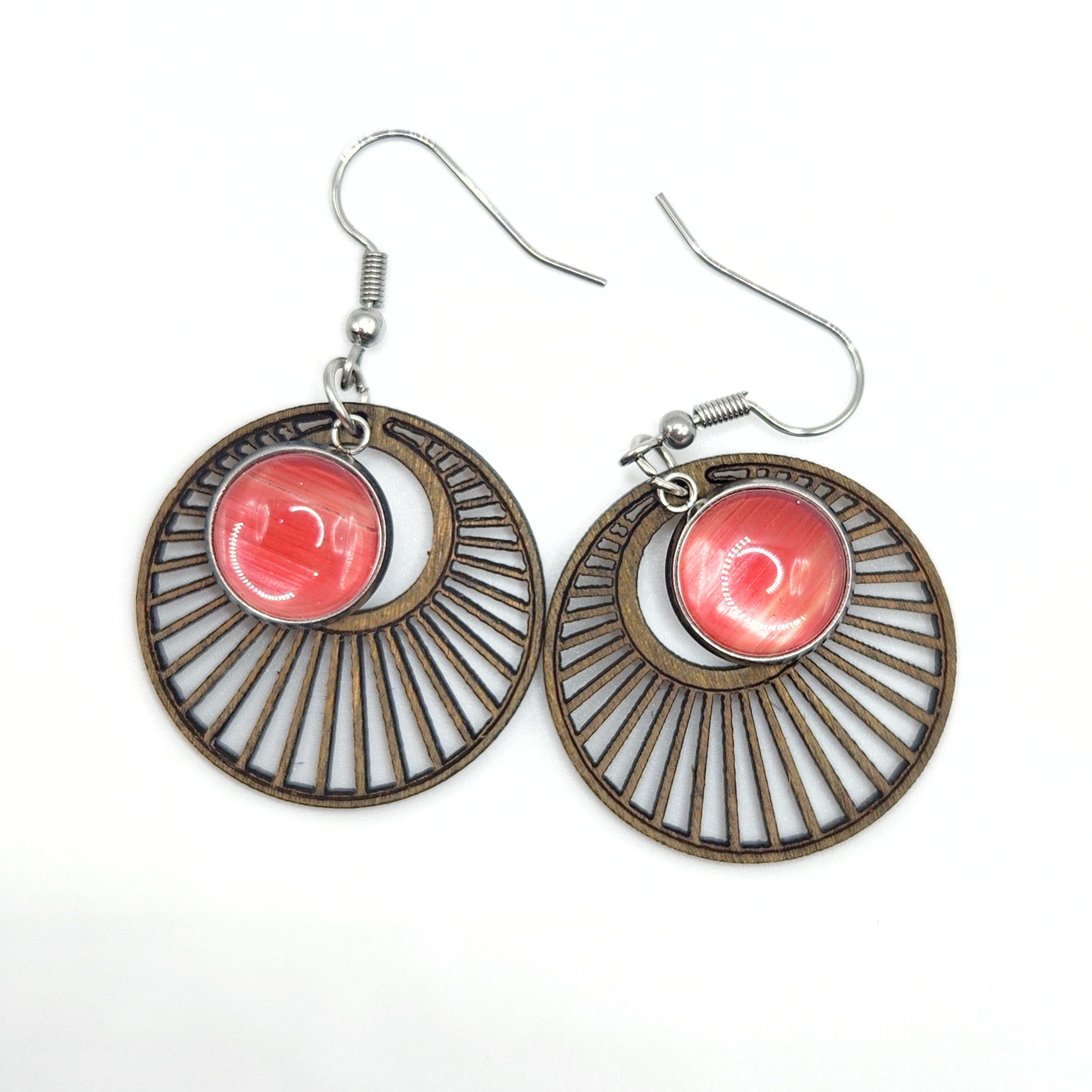 Boucles d'oreilles marqueterie de paille de seigle – Fait main France (Copie) – Image 2